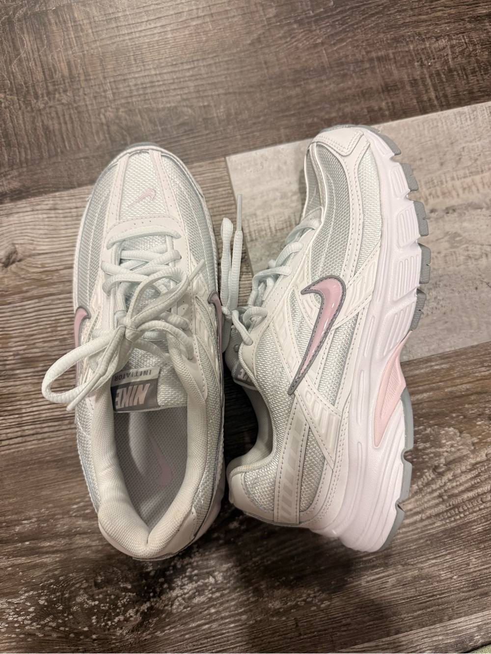 Nike Women's White Sneakers with Light Pink Accents